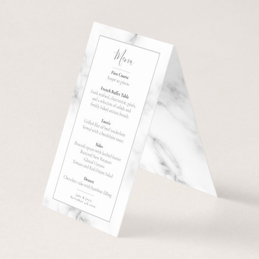 Marmoreffektblätter Hochzeitsmenü (Rückseite)