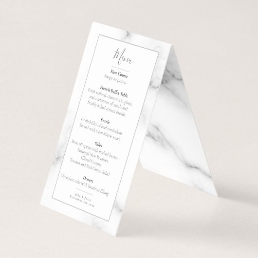 Marmoreffektblätter Hochzeitsmenü (Vorderseite)