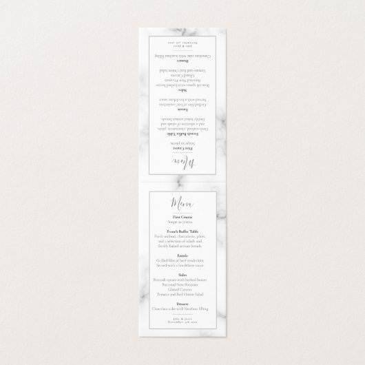 Marmoreffektblätter Hochzeitsmenü (Außenseite Aufgefaltet)