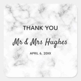 Marmorelegante Hochzeit danke Quadratischer Aufkleber