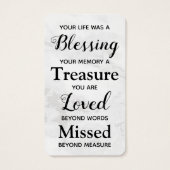 Marmorerinnerungskarte für Gedicht Foto Gedenkkart (Rückseite)