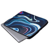 Marmorfarbe farbig. Blaue Marmorstruktur Laptopschutzhülle (Vorne Knopf)
