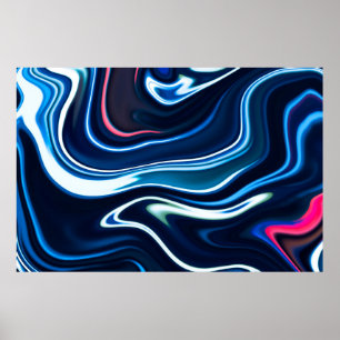Marmorfarbe farbig. Blaue Marmorstruktur Poster