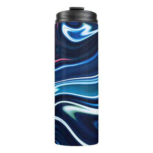 Marmorfarbe farbig. Blaue Marmorstruktur Thermosbecher (Vorderseite)