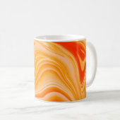 Marmorfarbe farbig. Orangefarbenes Marmormuster Kaffeetasse (VorderseiteRechts)