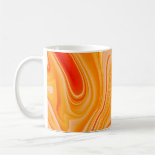 Marmorfarbe farbig. Orangefarbenes Marmormuster Kaffeetasse