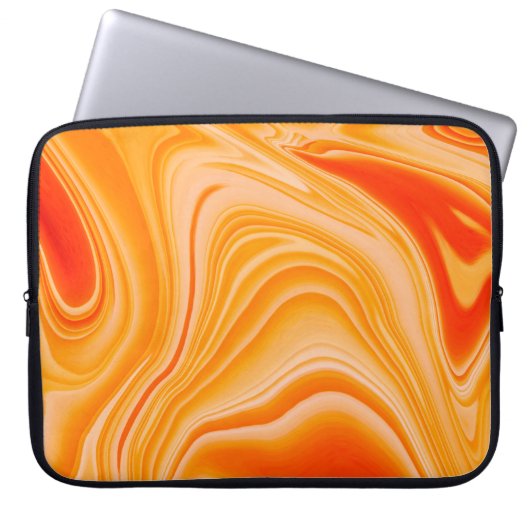 Marmorfarbe farbig. Orangefarbenes Marmormuster Laptopschutzhülle (Vorderseite)