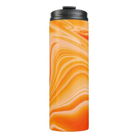 Marmorfarbe farbig. Orangefarbenes Marmormuster Thermosbecher (Vorderseite)