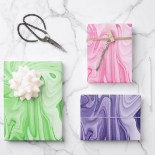 Marmorfarbe grüne grüne rosa lila farbig geschenkpapier set