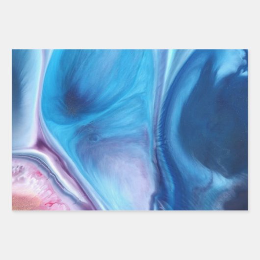 Marmorfarben, gemischt blau, Lila, rosa  Geschenkpapier Set (Vorderseite 3)