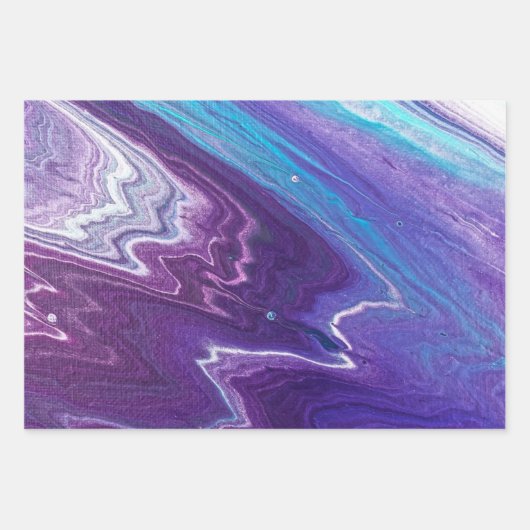 Marmorfarben, gemischt blau, Lila, rosa Geschenkpapier Set (Vorderseite 2)