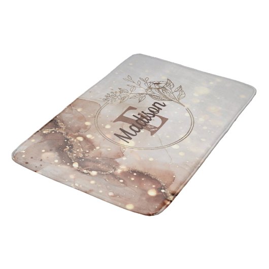 Marmorfarben mit Glitzer-Akzenten Badematte (Schrägansicht)