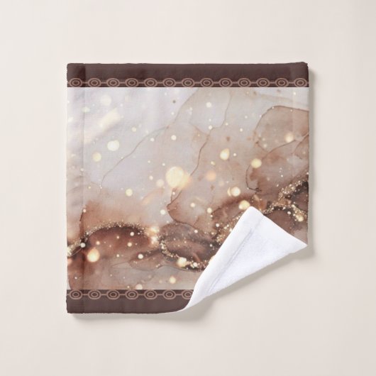 Marmorfarben mit Glitzer-Akzenten Badhandtuch Set (Waschlappen)