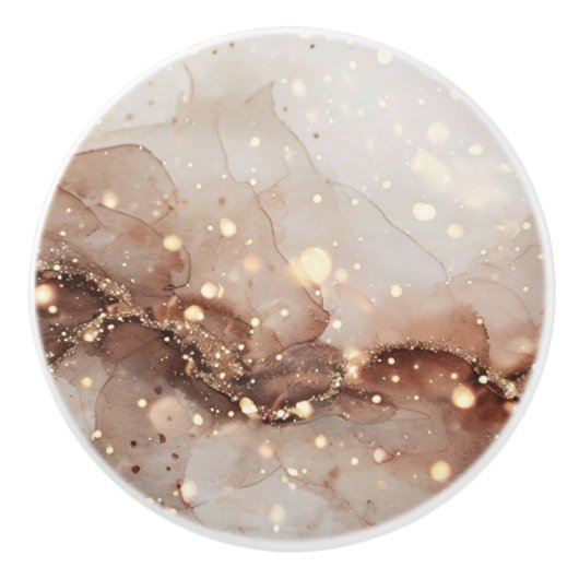 Marmorfarben mit Glitzer-Akzenten Keramikknauf (Vorderseite)