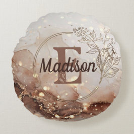 Marmorfarben mit Glitzer-Akzenten Rundes Kissen