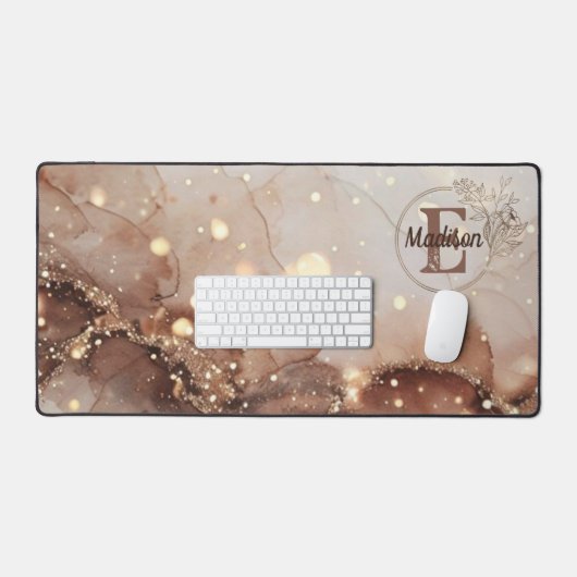 Marmorfarben mit Glitzer-Akzenten Schreibtischunterlage (Tastatur & Maus)