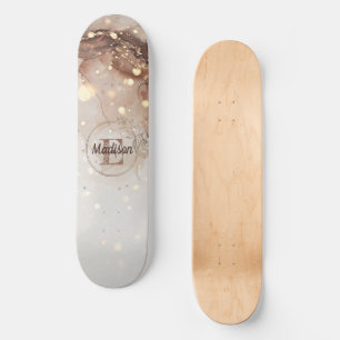 Marmorfarben mit Glitzer-Akzenten Skateboard