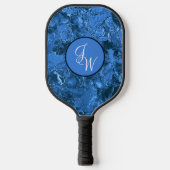 Marmorfarben mit Initialen oder Monogramm Pickleball Schläger (Vorderseite)