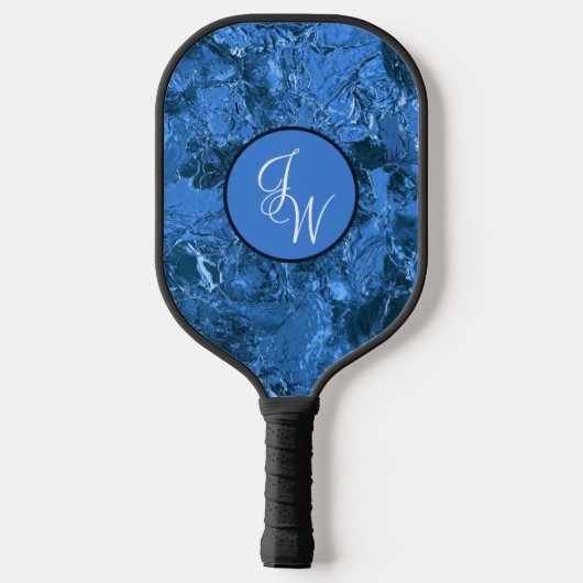 Marmorfarben mit Initialen oder Monogramm Pickleball Schläger (Rückseite)
