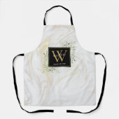 Marmorfarben Schwarzes Gold Monogramm Schürze (Vorderseite)