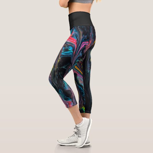Marmorfarbene Farbe Capri Leggings (Links)
