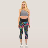 Marmorfarbene Farbe Capri Leggings (Vorderseite)