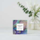 Marmorfarbenes Gold Abstrakte flüssige Kunst Quadratische Visitenkarte (Stehend Vorderseite)