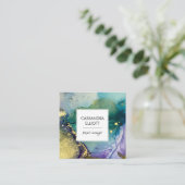 Marmorfarbenes Gold Abstrakte flüssige Kunst Quadratische Visitenkarte (Stehend Vorderseite)