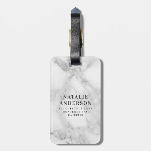 Marmorfarbenkrastermonogramm Gepäckanhänger (Rückseite vertikal)