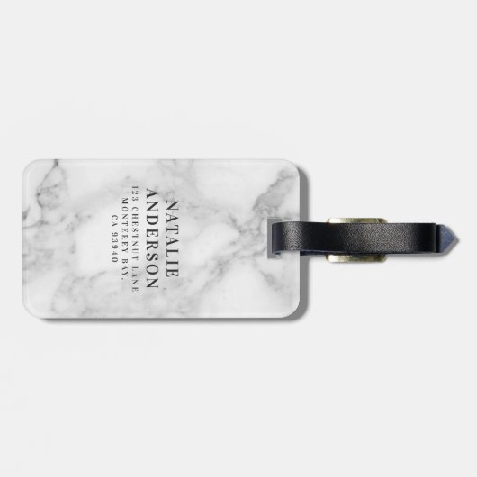 Marmorfarbenkrastermonogramm Gepäckanhänger (Rückseite horizontal)