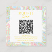 Marmorfarbiger Regenbogen QR Code Liquid Boho Mode Quadratische Visitenkarte (Rückseite)