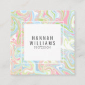 Marmorfarbiger Regenbogen QR Code Liquid Boho Mode Quadratische Visitenkarte (Vorderseite)