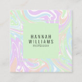 Marmorfarbiger Regenbogen QR Code Liquid Boho Squa Quadratische Visitenkarte (Vorderseite)