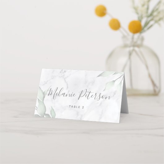 Marmorflorale Hochzeitstisch-Platzkarte Platzkarte (Vorderseite)