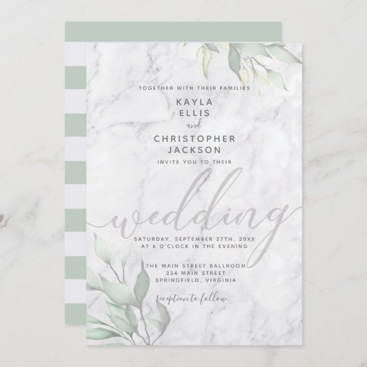 Marmorflorenkalligrafie Einladung (Vorne/Hinten)
