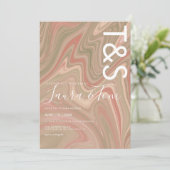 Marmorflüssiges Terracotta Agate Typografy Wedding Einladung (Stehend Vorderseite)