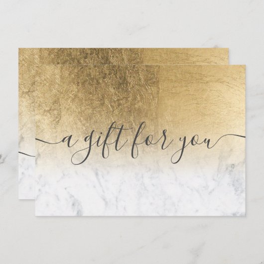 Marmorgelbe Goldfolie ombre Geschenkgutschein (Vorne/Hinten)