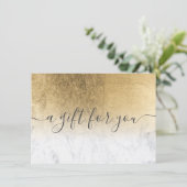 Marmorgelbe Goldfolie ombre Geschenkgutschein (Stehend Vorderseite)