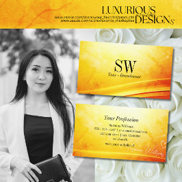 Marmorgelbes orangefarbenes Dekor mit Monogramm Visitenkarte