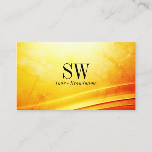 Marmorgelbes orangefarbenes Dekor mit Monogramm Visitenkarte (Vorderseite)
