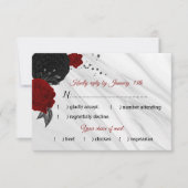 Marmorgericht mit roten und schwarzen Blume RSVP Karte (Vorderseite)