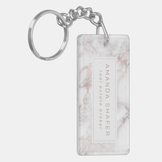 Marmorgeschäft mit Logo Schlüsselanhänger (Vorderseite links)