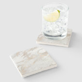 Marmorgestein Weißes Gold Beige Elfenbeincreme Gra Steinuntersetzer (Seitenansicht)