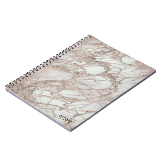 Marmorglasfenster Rose Rosa Gold Silber Designer S Notizblock (Linke Seite)