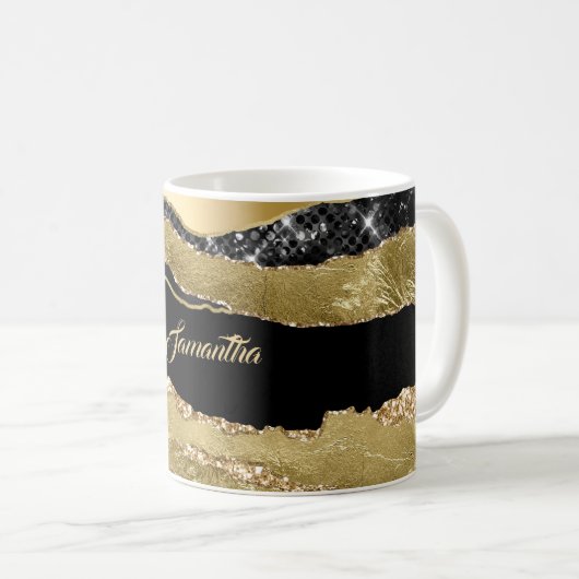 Marmorgold-Glitzer-Agile Kaffeetasse (VorderseiteRechts)