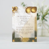 Marmorgold Glitzer Jahr & Weihnachtsfeier I Einladung (Stehend Vorderseite)