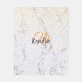 Marmorgold Konfetti Monogramm Name Fleecedecke (Vorderseite)