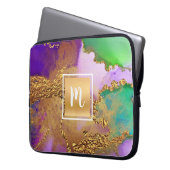 Marmorgold lila Aquarellgold Laptopschutzhülle (Vorderseite Links)