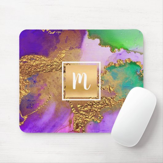 Marmorgold lila Aquarellgold Mousepad (Mit Mouse)