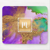 Marmorgold lila Aquarellgold Mousepad (Vorne)